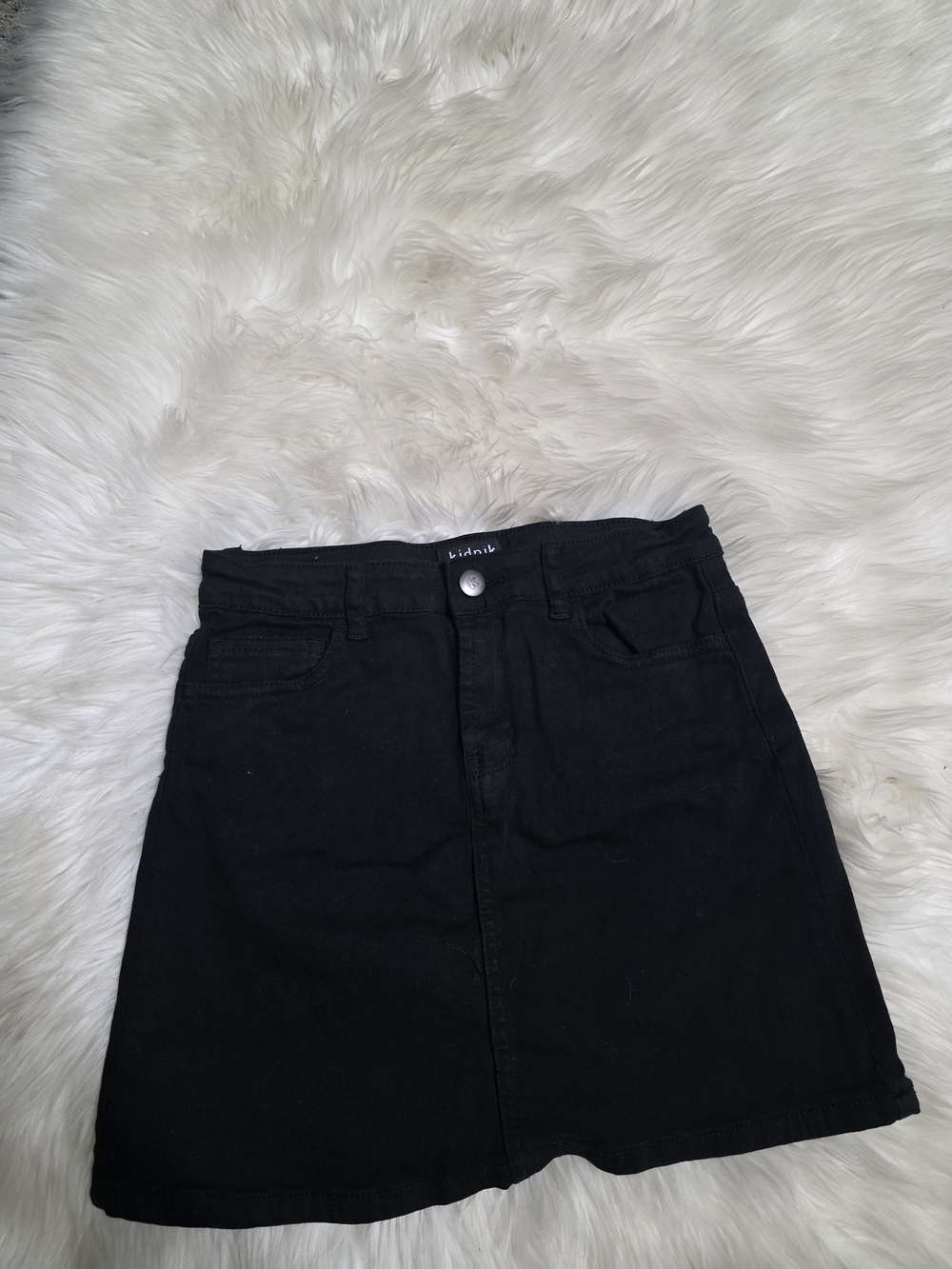 kidpik Black High-Rise Denim Skirt
